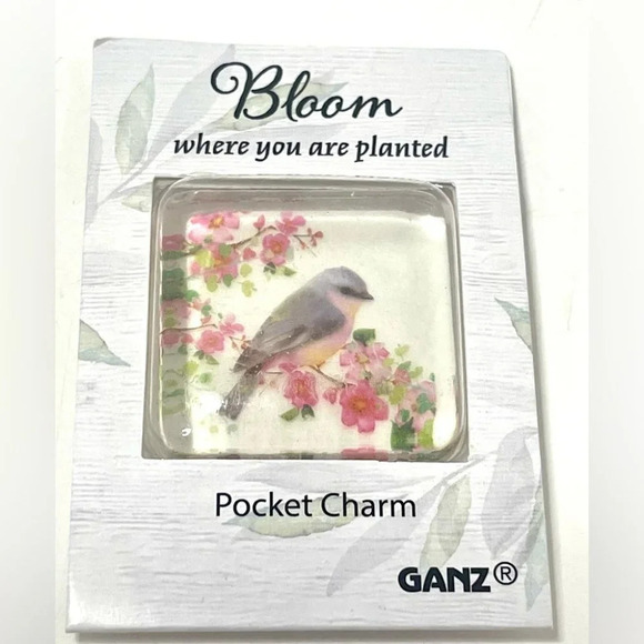 BNIB GANZ Love Blooms Glass Pocket Charm. Bloom Where You are Planted - Picture 2 of 3